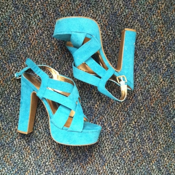 Mossimo Supply Co. Shoes - Mossimo Turquoise High Heel Suede Sandals - NWT Mossimo Supply Co. Shoes - Mossimo Turquoise High Heel Suede Sandals - NWT